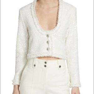 Sequin Cream Cropped Cardigan